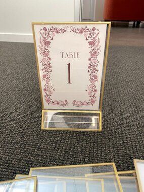 15 Gold Acrylic Sign Holder 5x7 Wedding Frame Table Number Holders Vertical